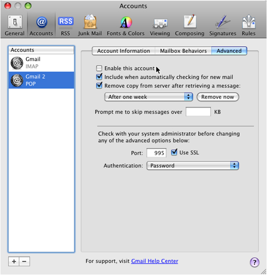 gmail server for mac mail